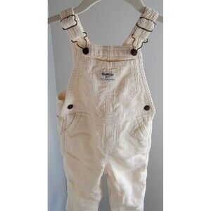 Oshkosh BGosh Vestbak Cream Corduroy Overalls Bibs Toddler Size 3T Lined